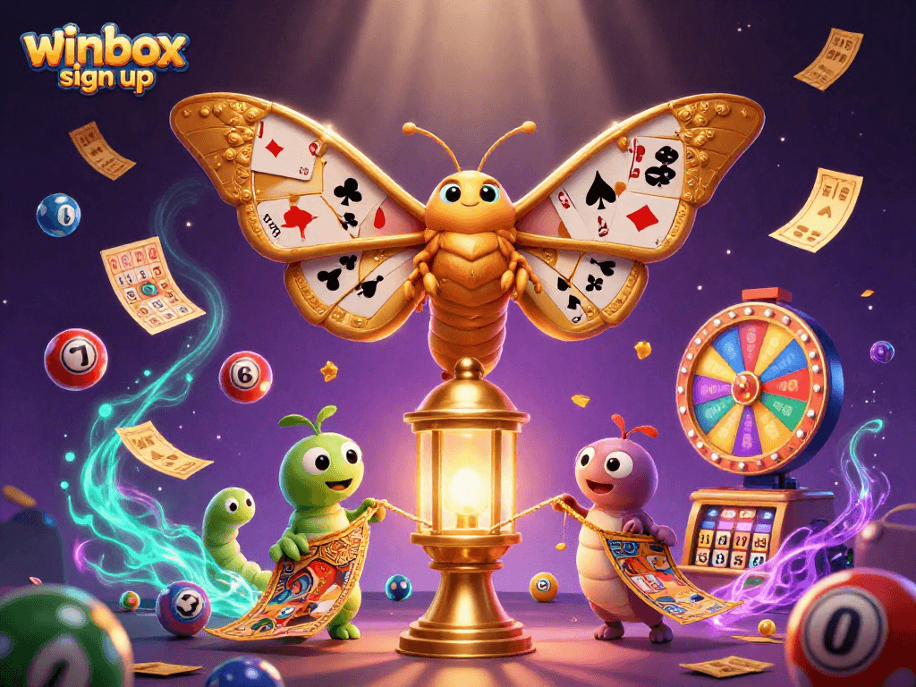 Engage with exciting games at winbox sign up, featuring lottery balls and lively casino scenes.
