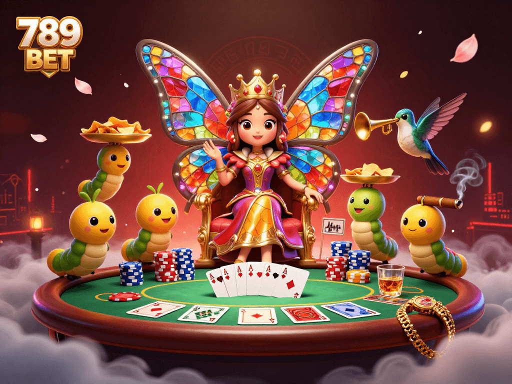 Experience thrilling poker action at 789 BET with colorful chips and vibrant casino elements.