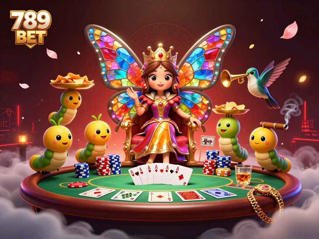 Experience thrilling poker action at 789 BET with colorful chips and vibrant casino elements.