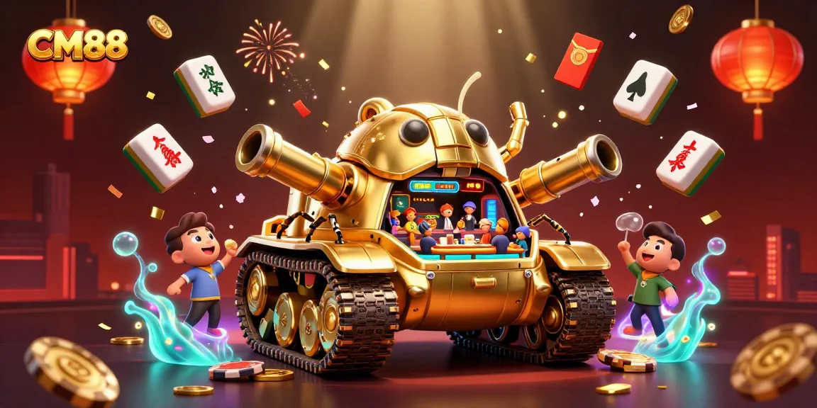 Experience CM88's vibrant casino action with a golden beetle tank showcasing a miniature gaming hub.