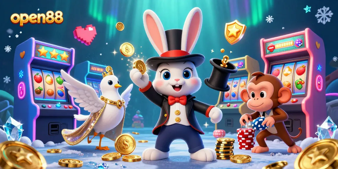Experience the magic of open88 with colorful casino characters, slots, and gaming excitement.