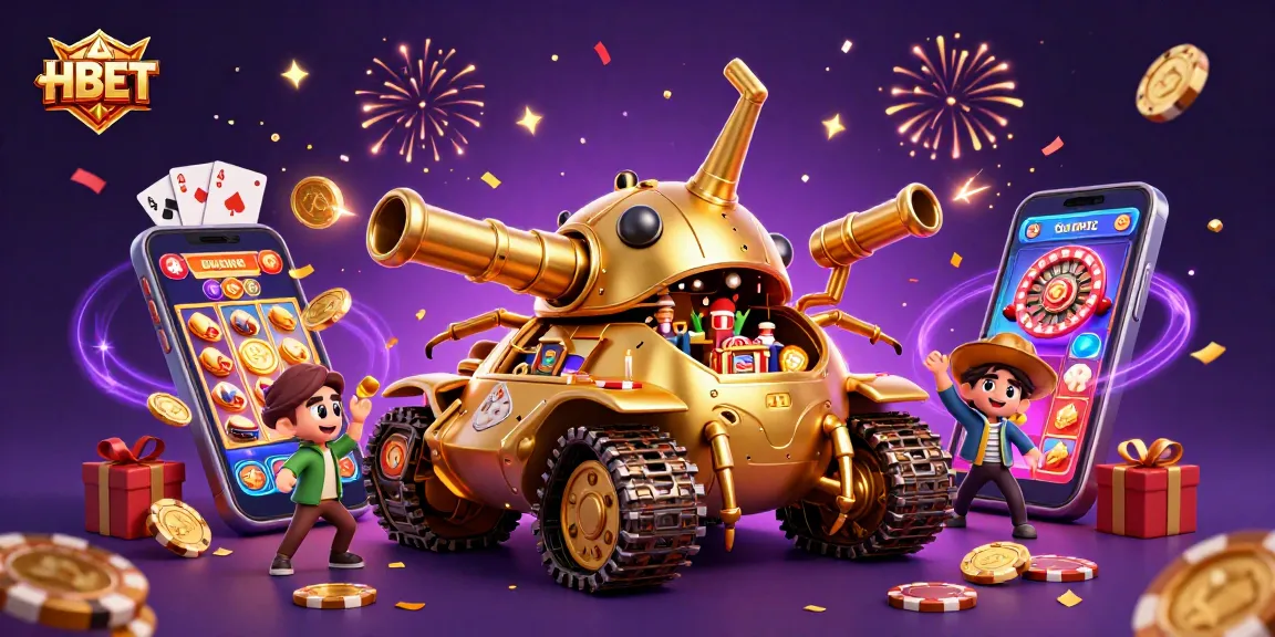 Play at HBET's vibrant casino with golden beetle tank showcasing exciting games and confetti showers.