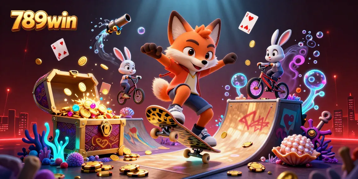 Experience the thrills of 789win with vibrant characters in a dynamic casino scene.