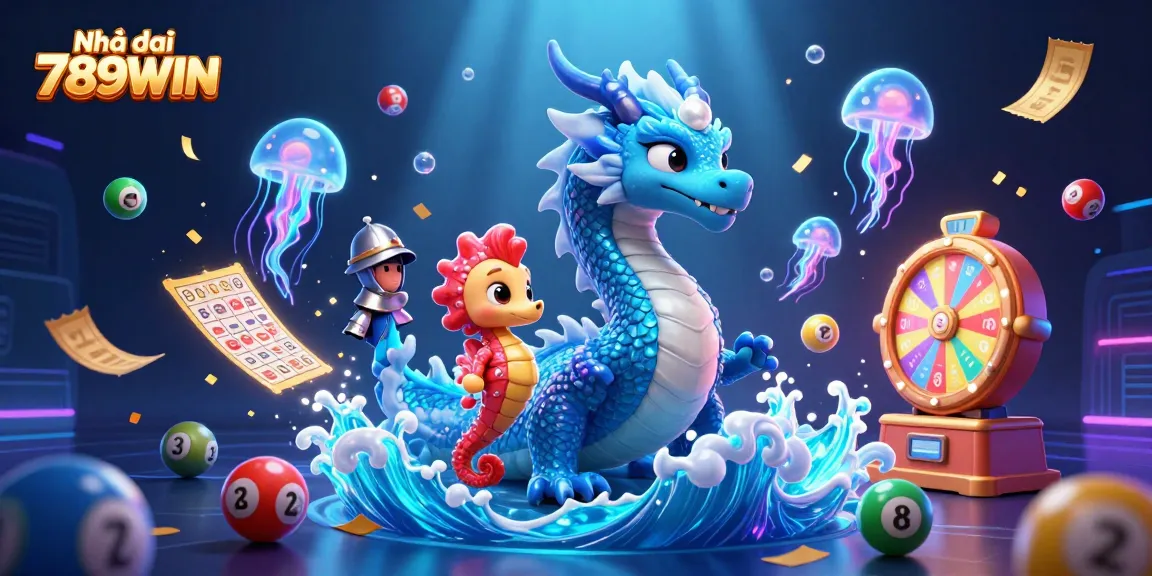 Engage with the vibrant world of Nhà cái 789WIN, featuring a dynamic water dragon and enchanted sea elements.