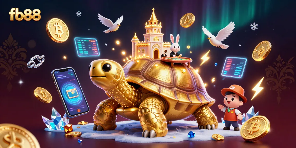 Play exciting games at fb88, featuring a golden tortoise casino and a rabbit dealer.