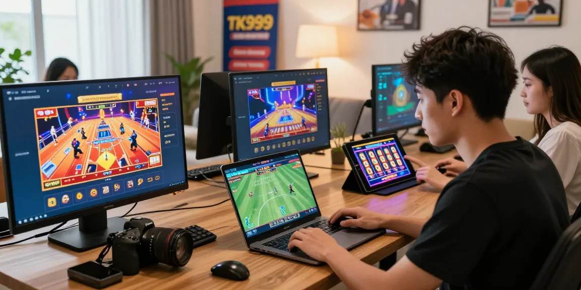 Players enjoying sports betting and casino games on TK999 platform, showcasing vibrant online gaming atmosphere.