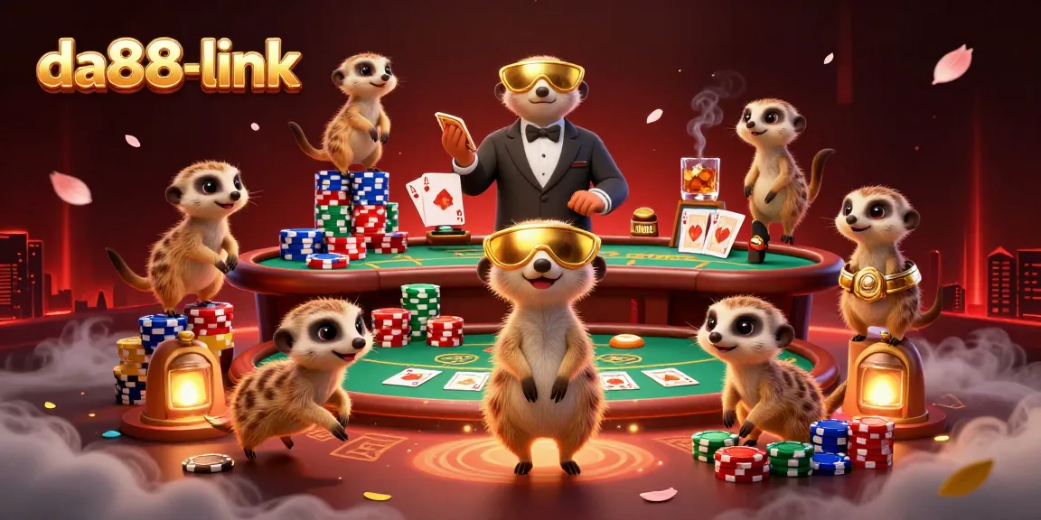 Experience the thrilling atmosphere of da88-link with meerkats managing a vibrant casino scene.