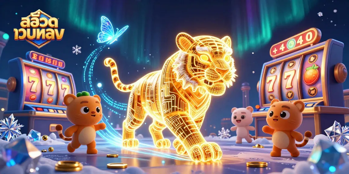 Experience the thrill of สล็อตเว็บตรง with an animated scene showcasing a neon tiger and vibrant slot elements.