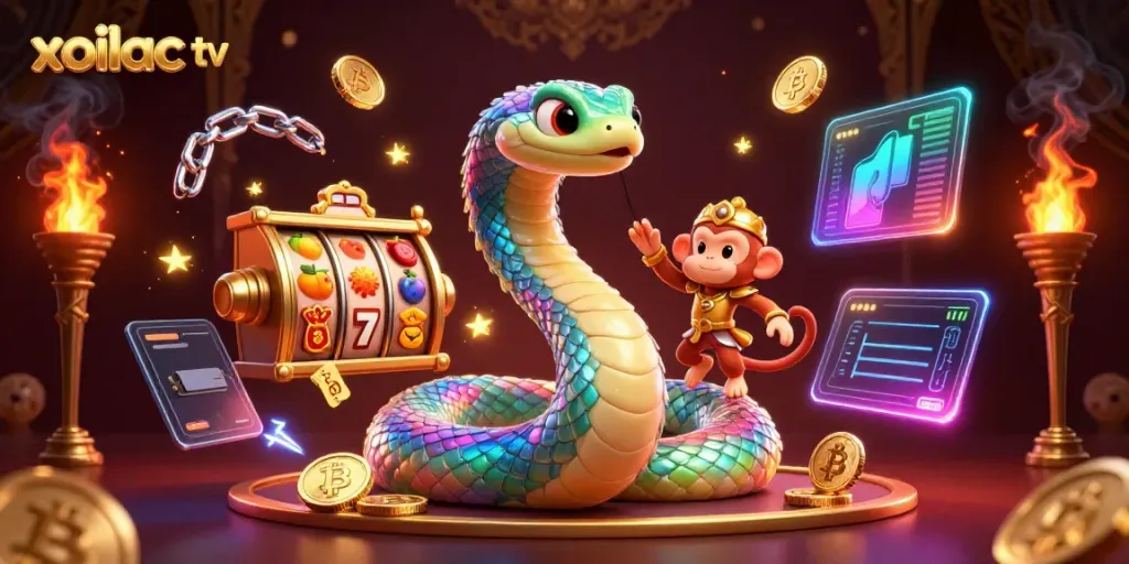 Experience electrifying slot action with attractive elements in this xoilac tv illustration.