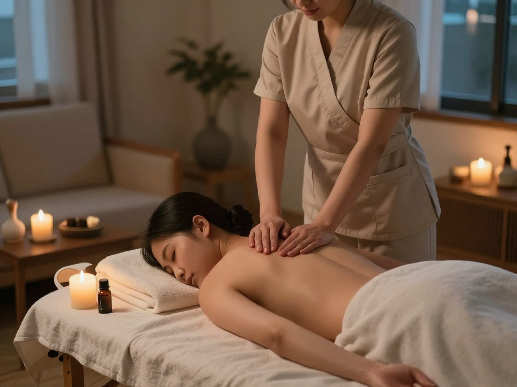 월곶출장마사지 in a cozy home setting with a professional therapist providing relaxation.