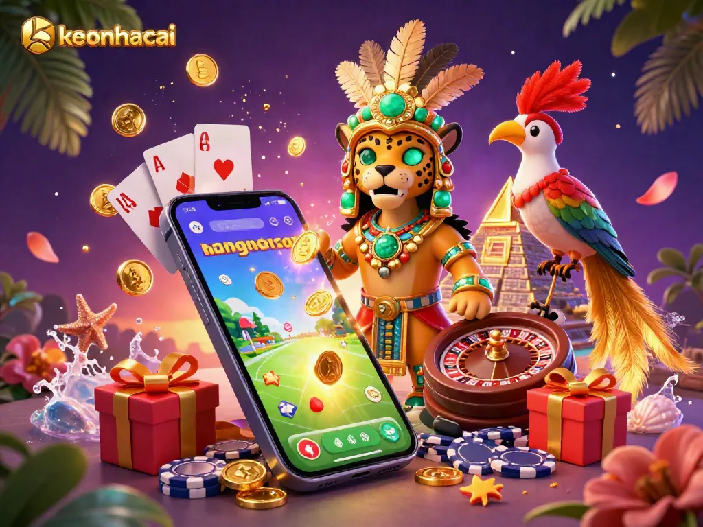 Engage with keonhacai through vibrant sports betting action in a detailed 3D illustration.