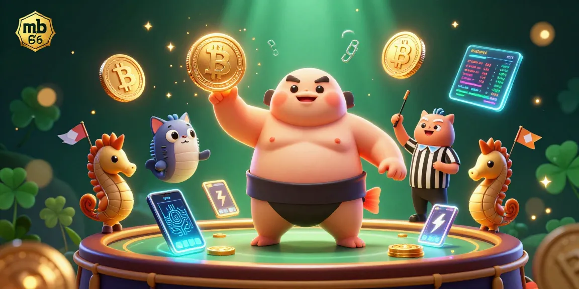 Experience thrilling casino action with mb 66 featuring unique underwater characters and vibrant crypto elements.