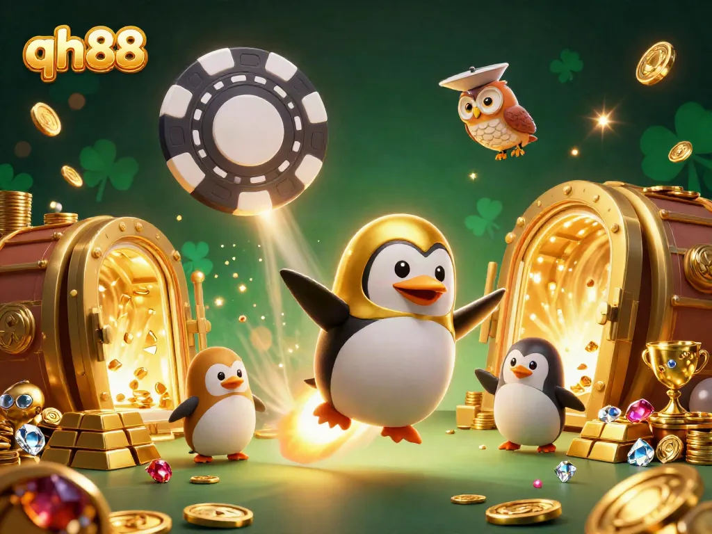 Experience the excitement of qh88 with a dazzling casino-themed spectacle featuring a rocket-powered penguin!