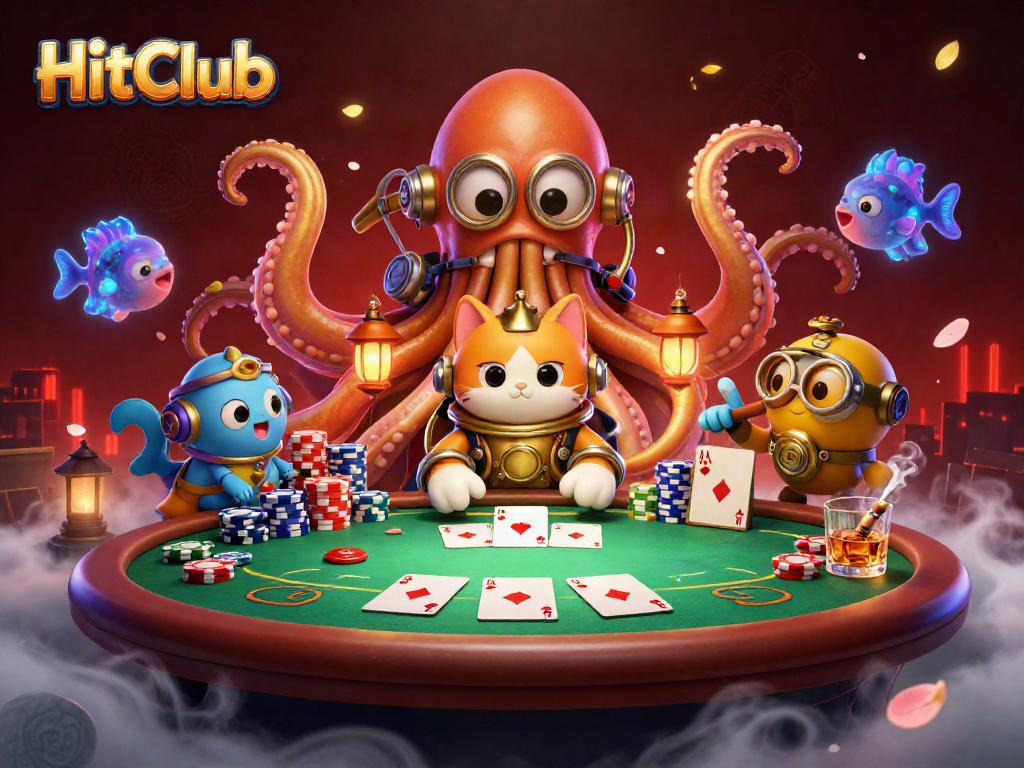 Experience thrilling gaming vibes at HitClub with a colossal kraken and dynamic poker action.