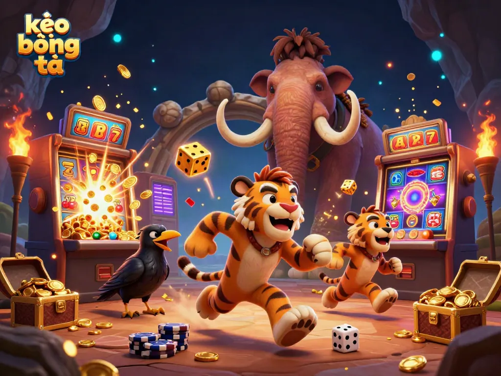 Experience thrilling kèo bóng đá with a dynamic prehistoric casino scene filled with vibrant elements.