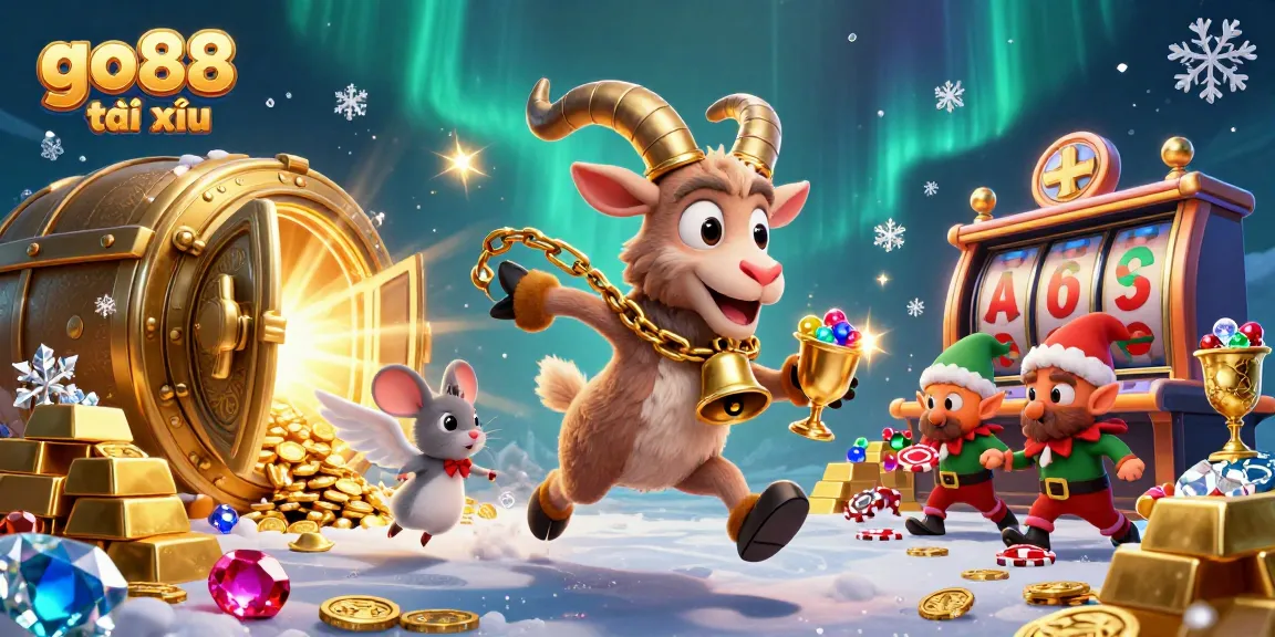 Experience go88 tài xỉu excitement in a vibrant casino scene filled with slot games and treasures.