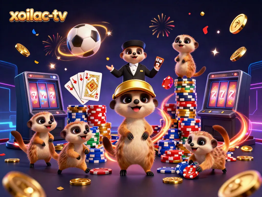 Experience the excitement of sports betting with xoilac-tv's dynamic meerkat casino scene featuring high-stakes action and vibrant visuals.