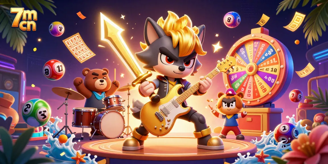 Engage with 7m cn's vibrant casino atmosphere featuring dynamic lottery elements and rock star characters.
