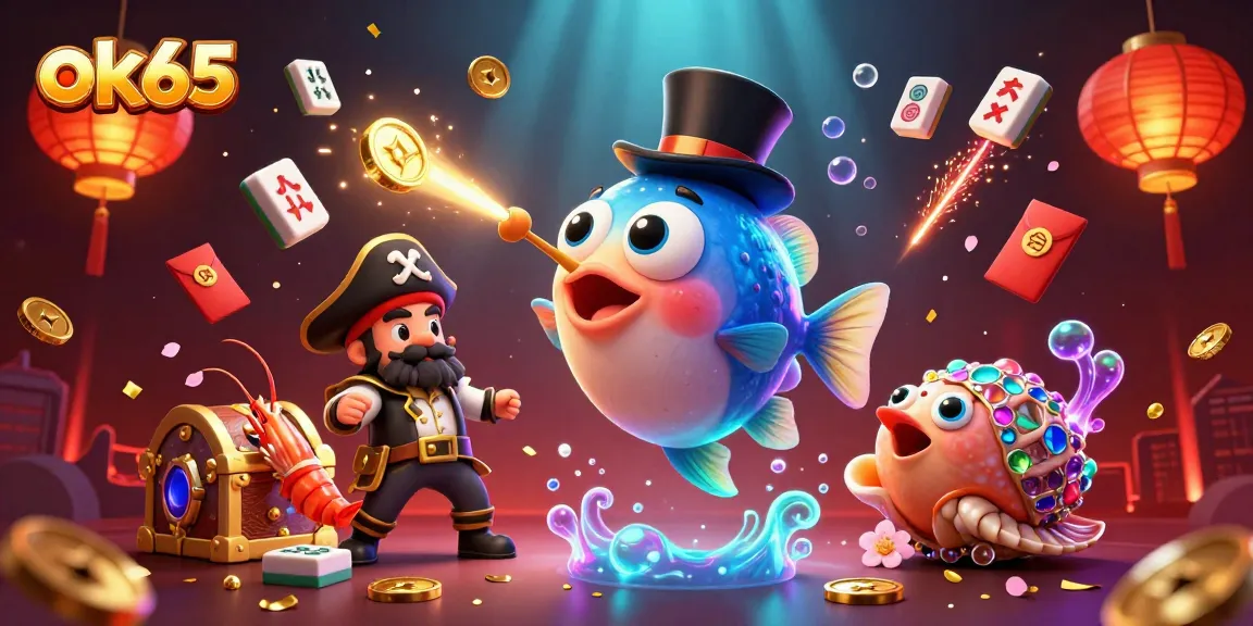 Engage in thrilling gameplay with the dynamic ok65 anglerfish leading a treasure-filled adventure in this vibrant casino scene.