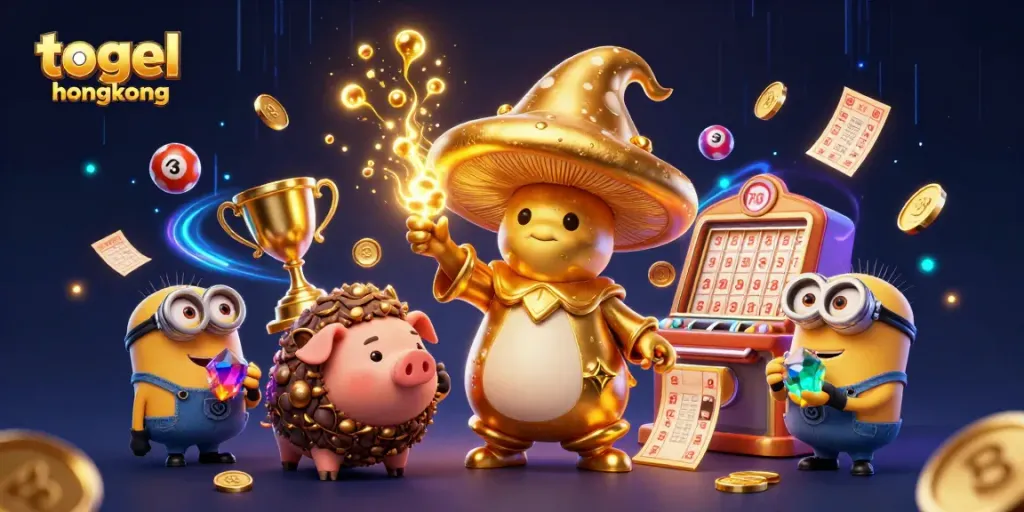 Join the excitement of togel hongkong with magical characters and vibrant lottery game elements!