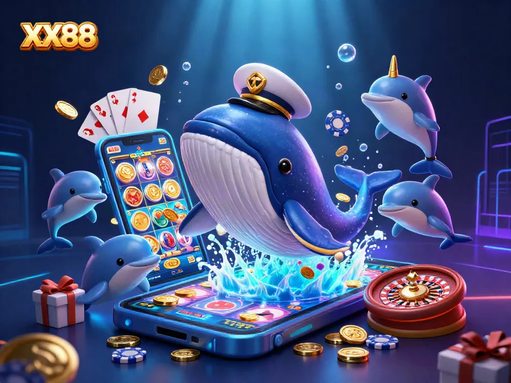 Experience XX88 gaming excitement with whimsical underwater casino scene full of vibrant characters and elements.