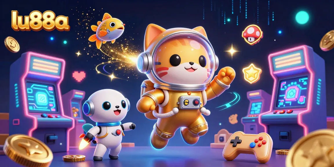 Engage with lu88a through vibrant casino-themed 3D illustration featuring unique gaming elements and characters.
