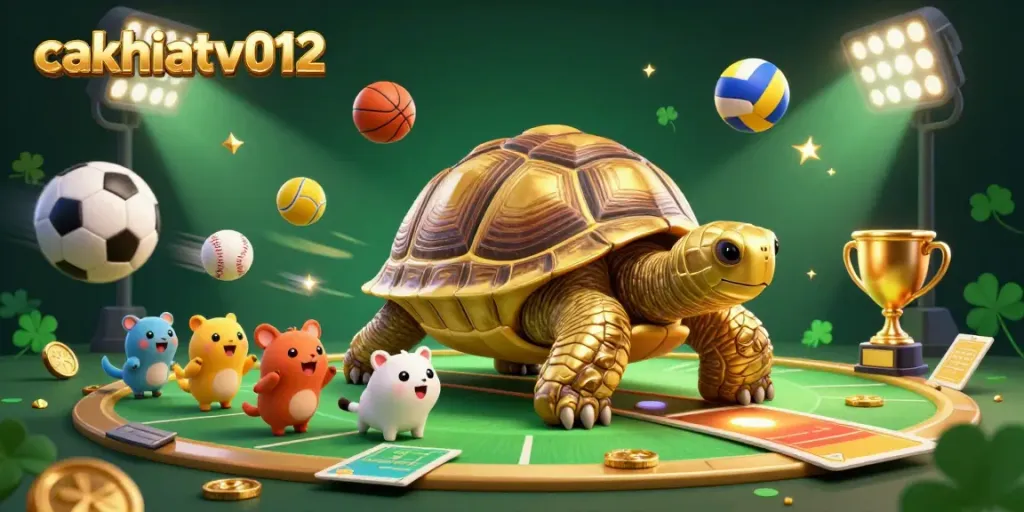 Engage with cakhiatv012's thrilling sports gaming experience featuring a dynamic pinball tortoise.