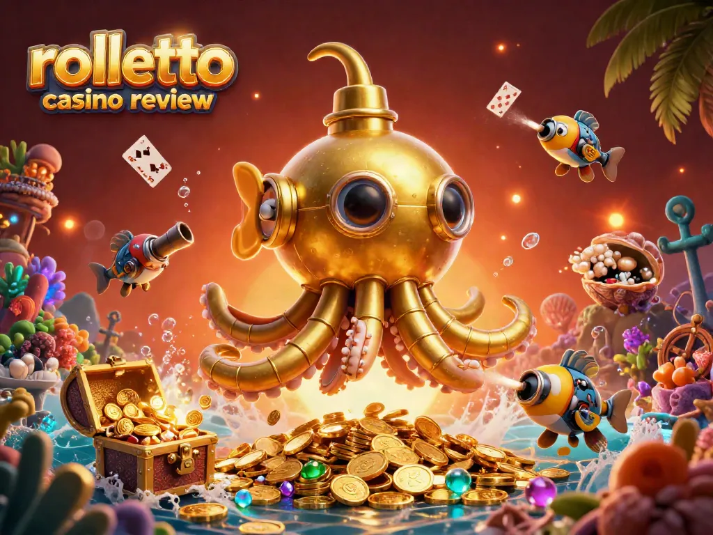 rolletto casino review immersed in a sea of gold coins, showcasing exciting gaming elements