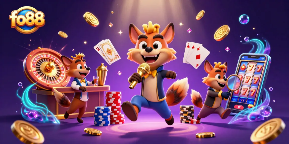 Experience the excitement of fo88 with dynamic casino characters and vibrant gambling elements.