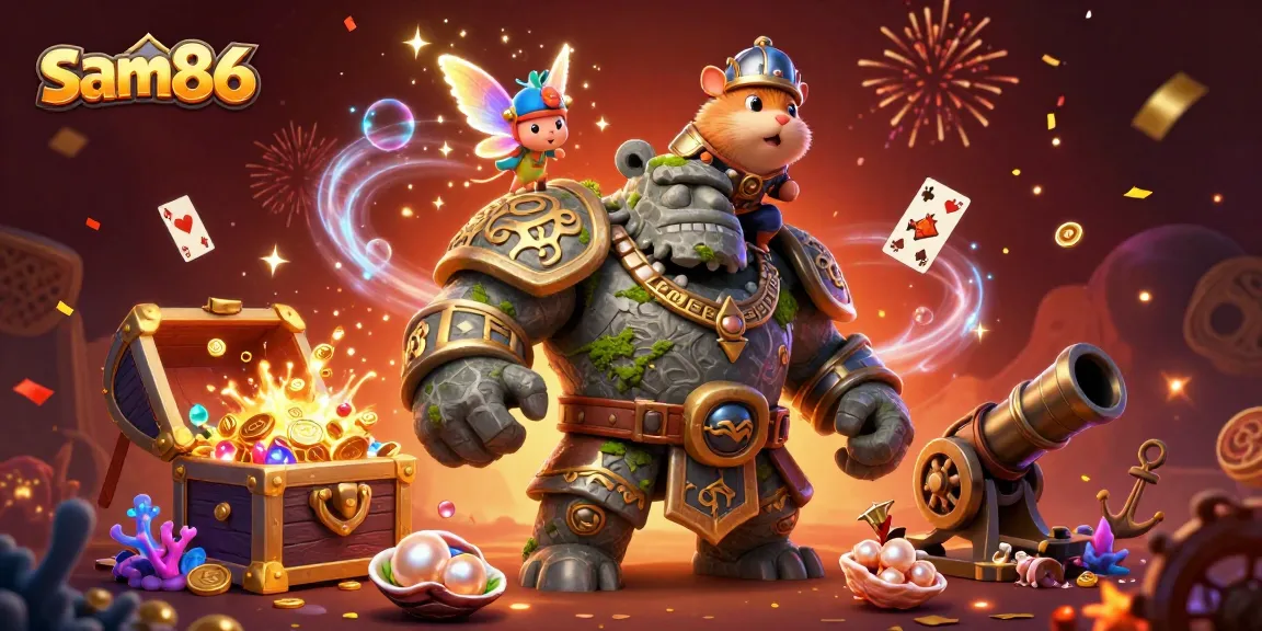 Experience the excitement of sam86 with underwater treasure and magical characters in a dynamic 3D scene.