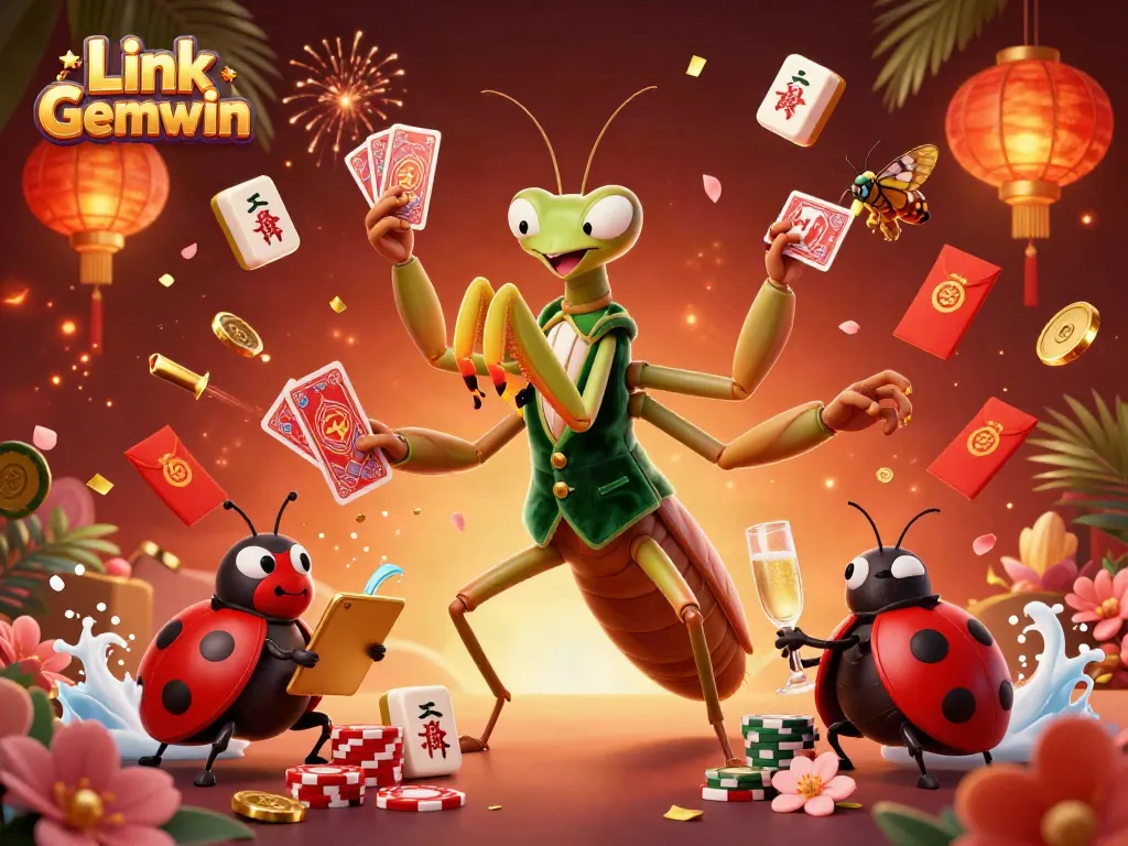 Experience the excitement of Link Gemwin as the giant praying mantis card sharp dazzles with games and riches.