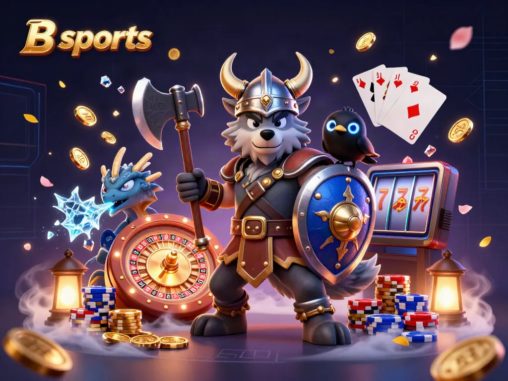 Experience thrilling action at B sports with a Viking wolf warrior, dragon, and dynamic casino elements.