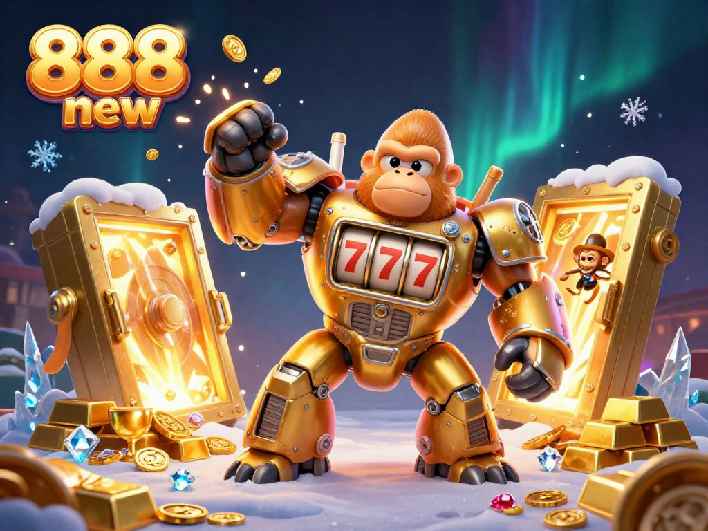 Experience thrilling action and vibrant wins in 888 new with a dynamic gorilla mech smashing through coins and treasures.