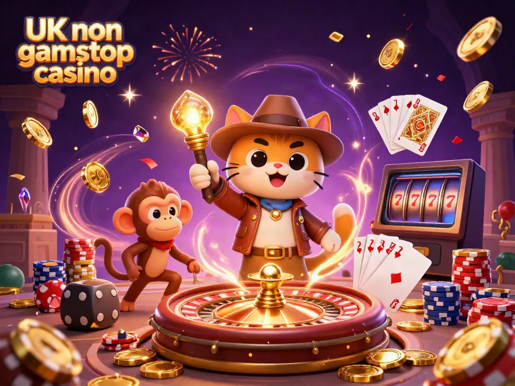 Uncover exciting bonuses and games at a UK non gamstop casino with vibrant 3D characters and elements.