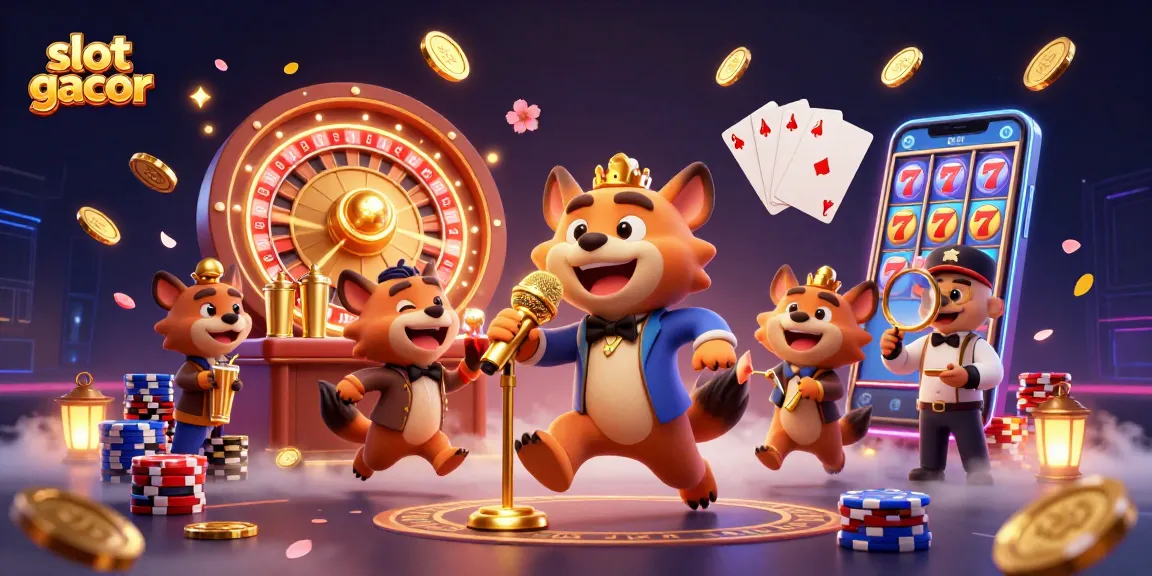 Engage with slot gacor in this vibrant casino scene featuring hyenas in lively roles.