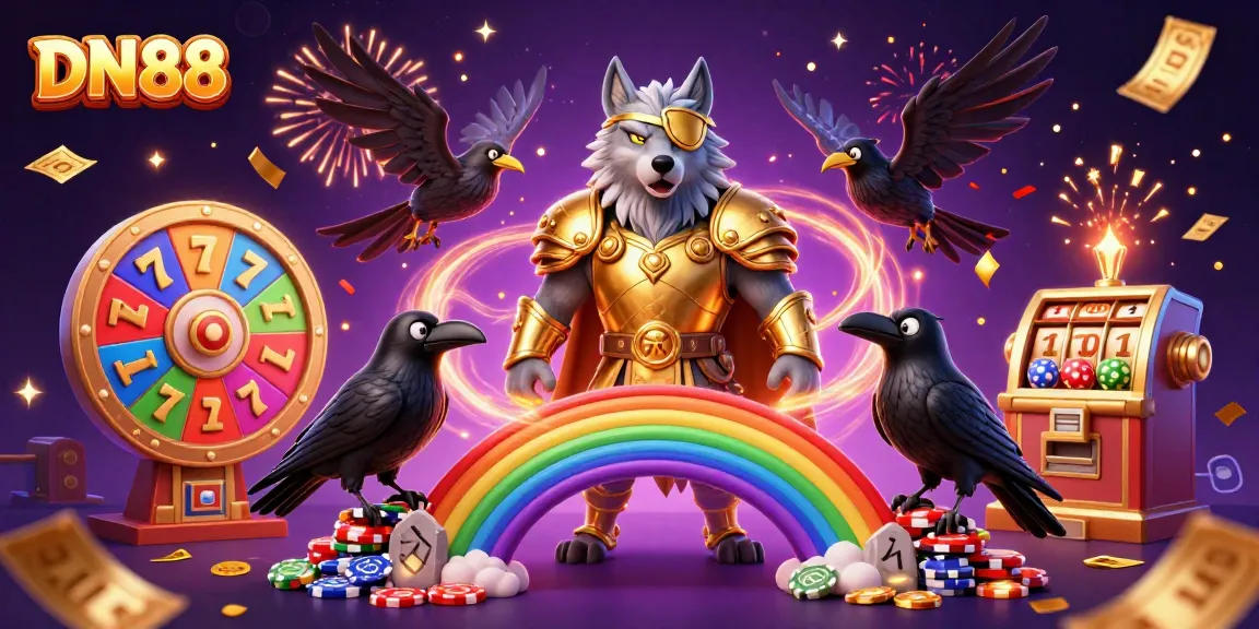 Play thrilling casino games with DN88 as Odin, Huginn, and Muninn create a magical atmosphere.