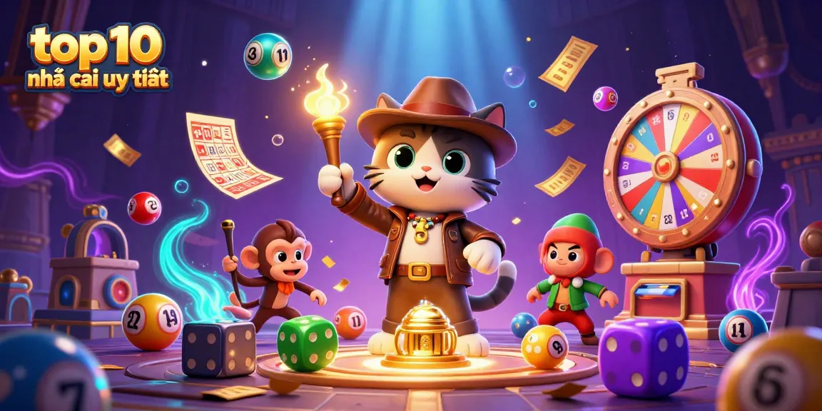 Experience top 10 nhà cái uy tín with this vibrant illustration of a treasure-seeking cat and monkey