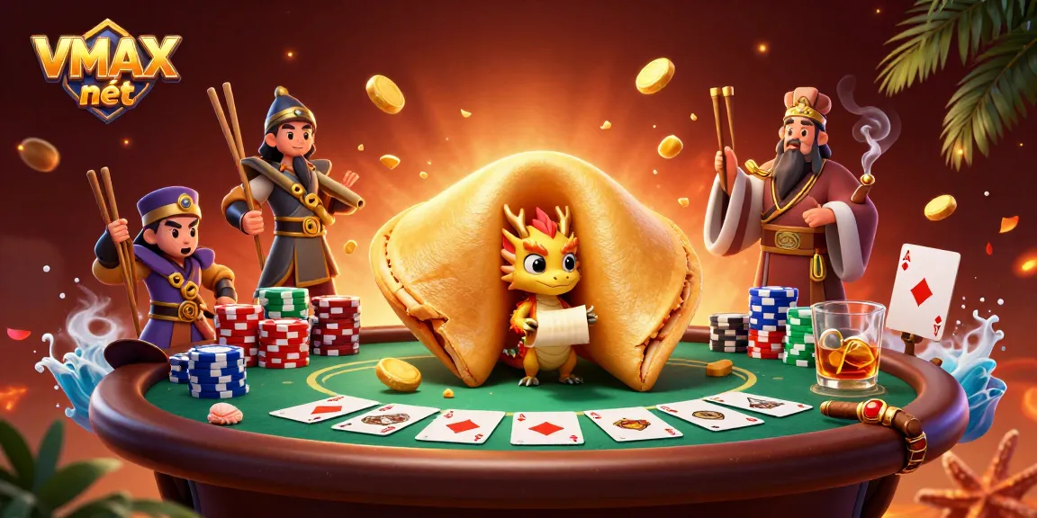 Engage with VMAX nét by exploring the enchanting fortune cookie scene at a thrilling gaming table.