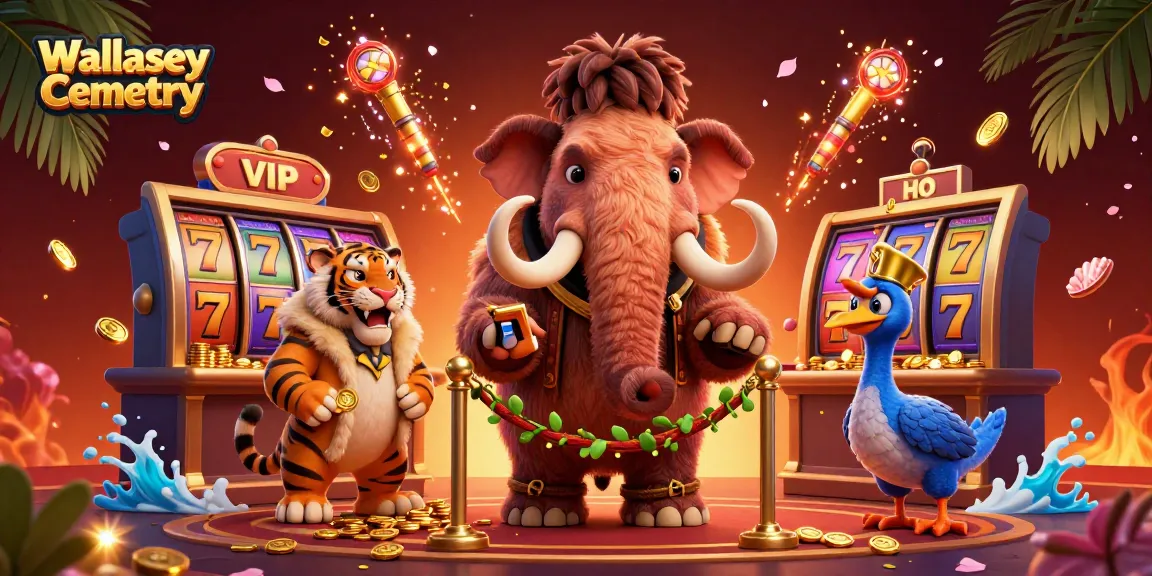 Experience thrilling gameplay at Wallasey Cemetery with vibrant slot machines and dynamic casino characters.