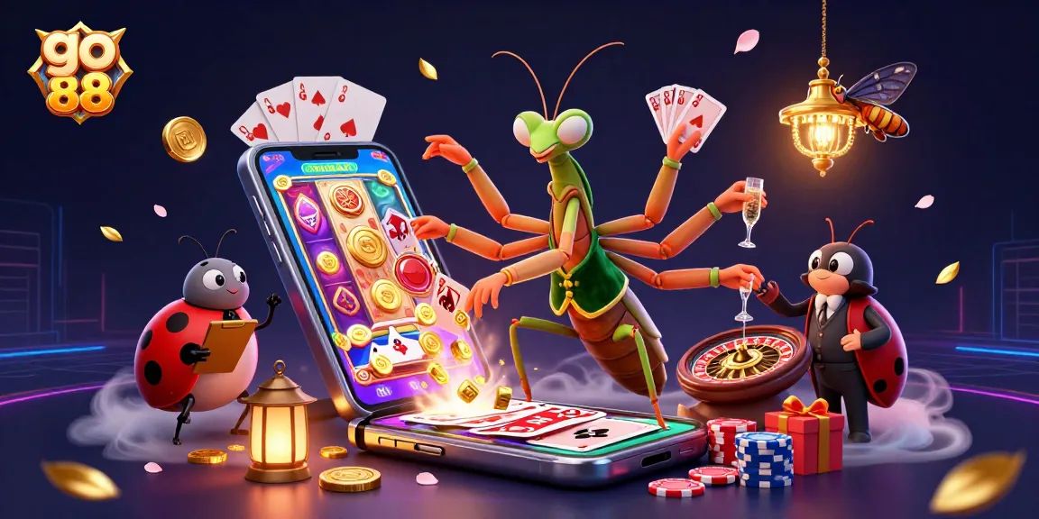 Experience the excitement of go 88 with a vibrant 3D casino scene featuring lively characters and dynamic gaming elements.