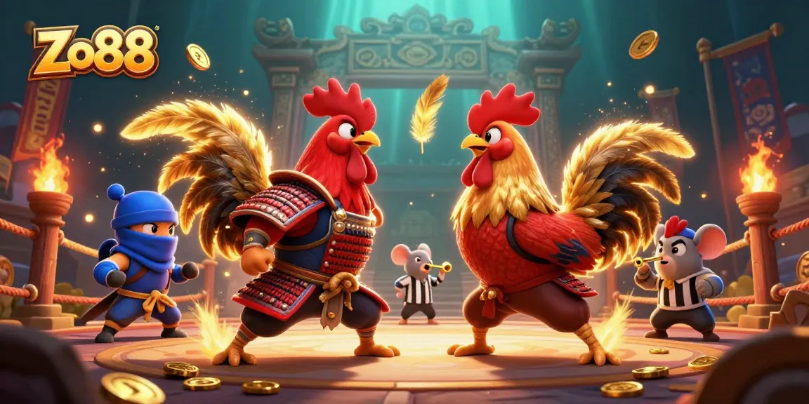 Engage with Zo88's thrilling cockfighting scene featuring dynamic roosters in action.