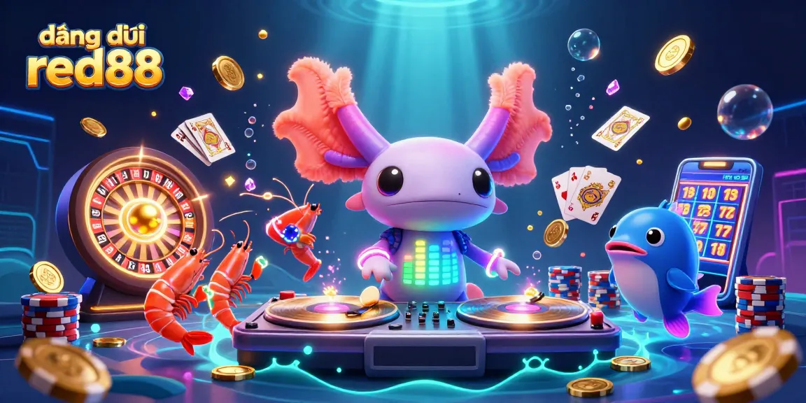Spin to win with đăng ký red88 at an exciting neon underwater casino party scene.