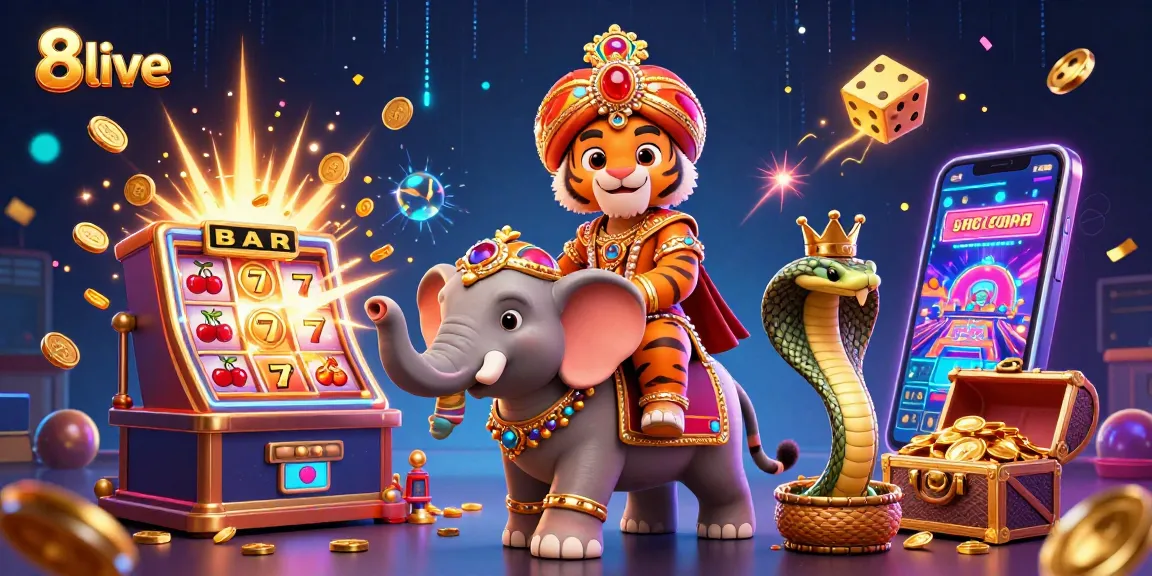Experience thrilling gameplay at 8live with a vibrant scene showcasing a casino atmosphere featuring colorful games and jackpots.
