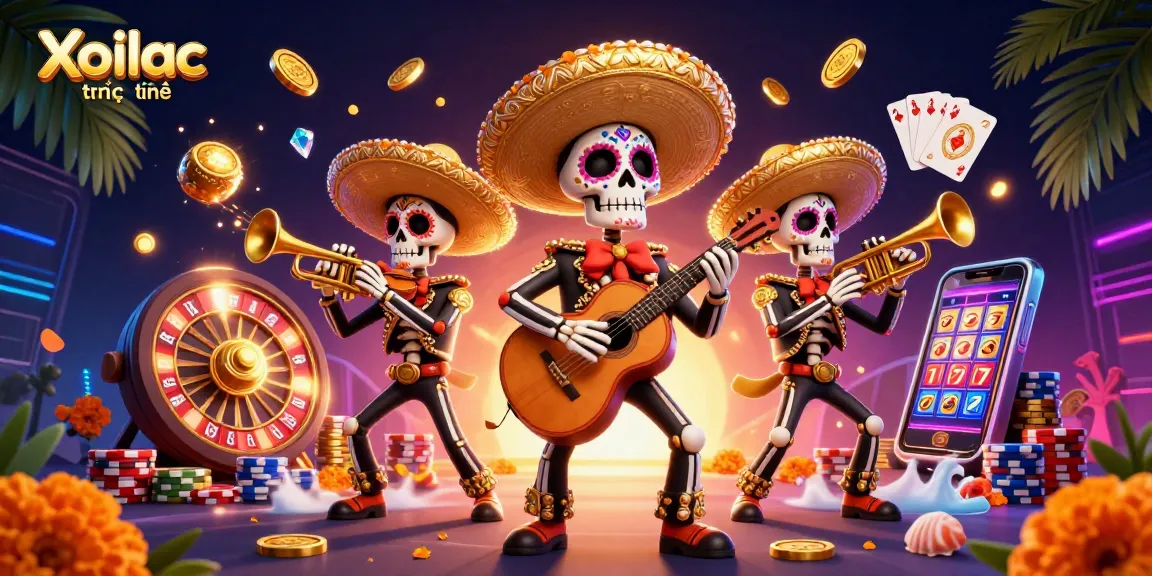 Xoilac trực tuyến offers thrilling casino action with vibrant skeleton mariachi band and dynamic gameplay effects.